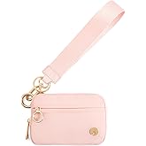 JEEBURYEE Wristlet Keychain Wallets for Women RFID Blocking Credit Card Holder Small Zipper Coin Purse Change Pouch with ID Window and Detachable Wrist Strap Pink
