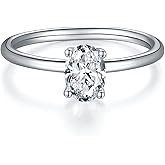 LUSHE Moissanite Engagement Ring 1-2CT D Color VVS1 Clarity 925 Sterling Silver with 18K White Gold Plated Solitaire Moissanite Wedding Promise Rings for Women