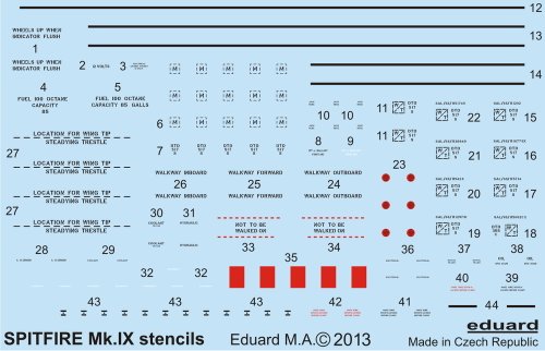 EDUD48015 1:48 Eduard Decals - Spitfire Stencils DECAL SHEET