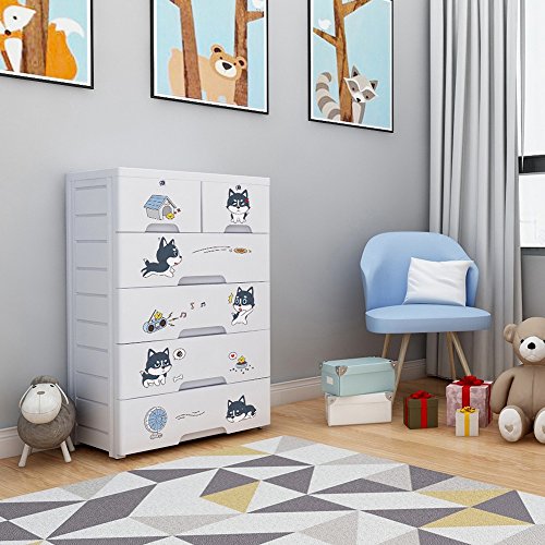 Nafenai Plastic Kids'Closet Wardcode Storage with 4 Drawers and 2 Cabinets for Clothes Toys
