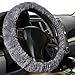 Zone Tech Plush Genuine Sheepskin Stretch- On Vehicle Steering Wheel Cover Gray Car Wheel Protector