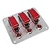 Pilot Automotive PL-SW53R Performance 3 Row Red Anodized Safety Cover Toggle Switch with Red Indicator Lights