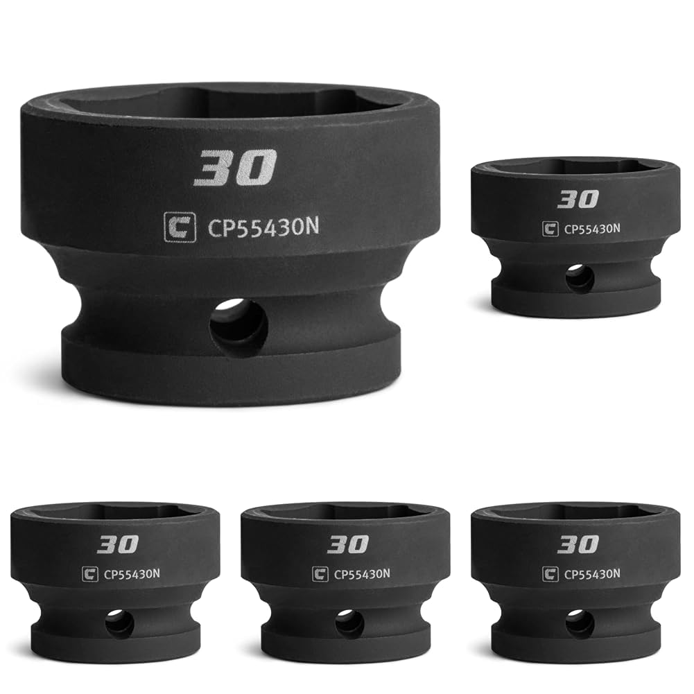 Capri Tools 30 mm Stubby Impact Socket, 1/2 in. Drive, 6-Point, Metric (Pack of 5) Image