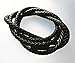 Glory Qin 3 Yards Round Folded Bolo Braided Genuine Leather Cord for Making Bracelet & Jewelry (Black, 6mm)