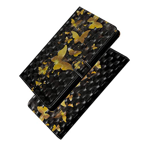 IVY 3D Coloured Drawing Leather Smart Cover Wallet Tablet Case with Wake/Sleep and Stand Function for Samsung Galaxy Tab3 8.0 inch SM-T310 - Gold Butterfly