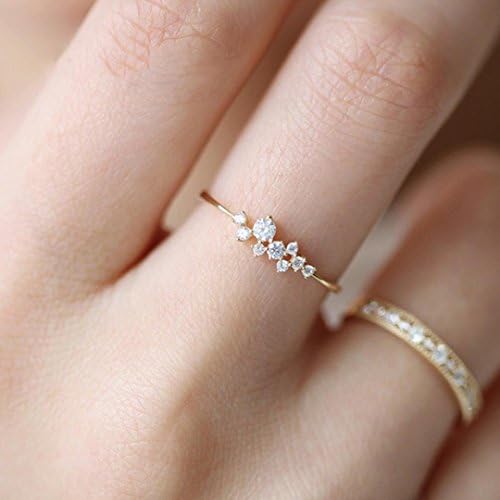 Diamond Flower Ring Daoroka Crystal Diamond Engagement Wedding Ring for Women Girl