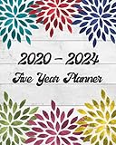 2020-2024 5 Year Planner: Colorful Floral Design On White Wood: Monthly Yearly Schedule Organizer (60 Months): Agenda Calendar For The Next 5 Years by BHKA Planners