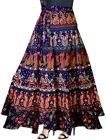 jwf Women's Chiffon A-Line Printed Maxi Floral Skirt (SK_5714, Multicolour, Free Size)