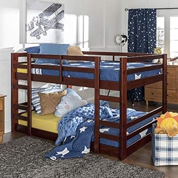 Walker Edison Furniture Company AZWJRTOTES Wood Twin Bunk Kids Bed Bedroom with Guard Rail and Ladder Easy Assembly, Espresso Brown