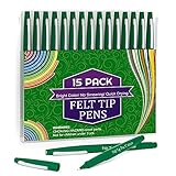 Lelix Felt Tip Pens, 15 Green Pens, 0.7mm Medium