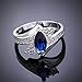 Fashion Lady Jewelry Blue Ocean Diamond Crystal Silver Finger Ring