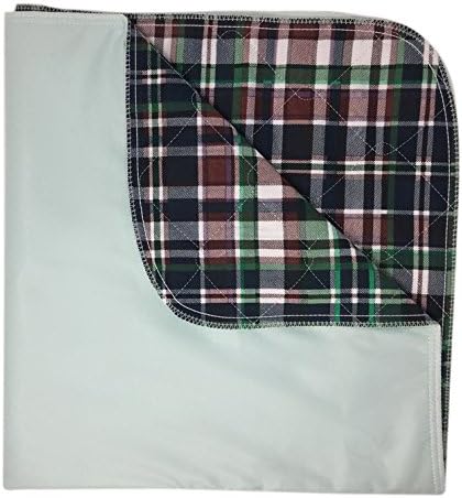 Platinum Care Pads™ Saddle Style Soaker Mattress Pad - Will Absorb 8 Cups of Liquid - Made in America (34" X 36") Plaid Top Green Backing