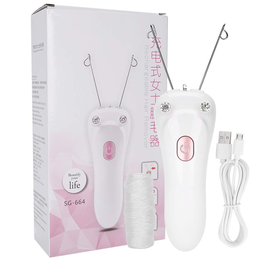 Electric Body Facial Hair Remover, Thread Epilator for Women, Threading Device for Facial Lip Chin Cheeks Whole Body (Pink)