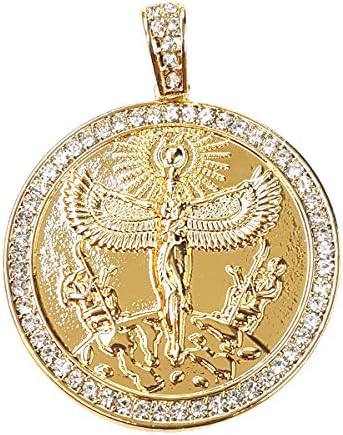 Egyptian Medallion Earth Bird Light Pendant with Box Chain Necklace