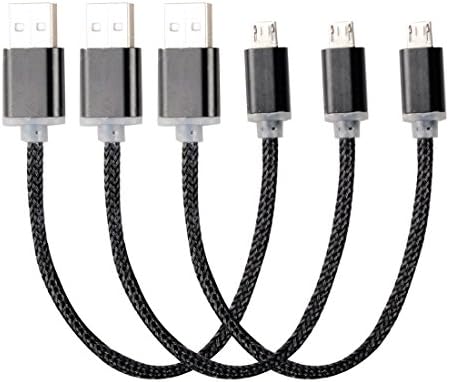 DCFun Micro USB Cable Nylon Braided, USB 2.0 A Male to Micro B Sync &amp; Charging Cable Cord for Samsung Android Cellphones &amp; Tablets [3-Pack] 8-inch