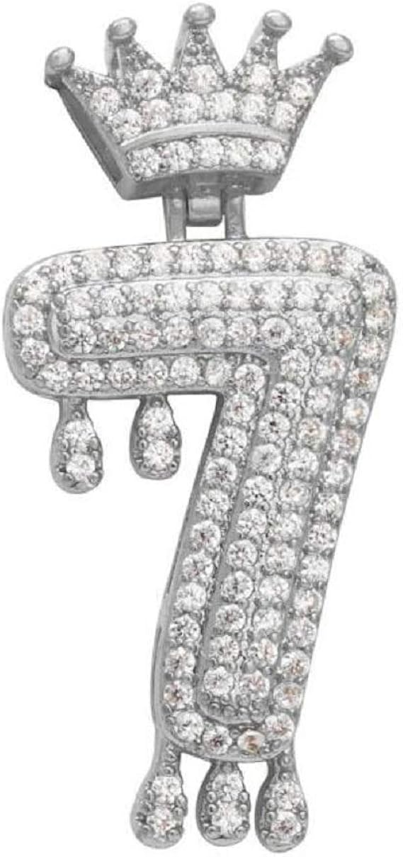 JMO Luckly Number Necklace for women men Crown Number Chain Necklace Gold/Silver (7-silver 
