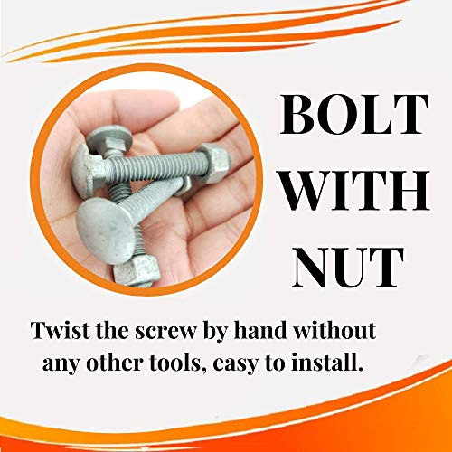 Canadian Fence & Hardware 5/16” x 2″ 10 Pack of Carbon Steel Rust Free Hurricane Round/Flat Head Carriage Bolt with Hex Nut for Home, Office Appliance, Fence Deck and Industries