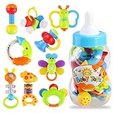 YeahiBaby 9pcs Baby's First Rattle and Teether Toy with Giant Milk Bottle Grasp Christmas Gift Toy (Random Color)