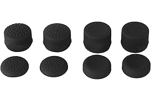 MEIBAOGE 8Pcs Thumbstick Caps Fit for PS4 / PS5 Non Slip Thumb Stick Caps Cover Soft Silicone Joystick Cover Thumb Grip Protector, Black