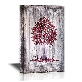 Canvas Wall Art - Tree Branch on Wood Background - Vintage Style Gallery Wrap Modern Home Art | Ready to Hang - 12x18 inches
