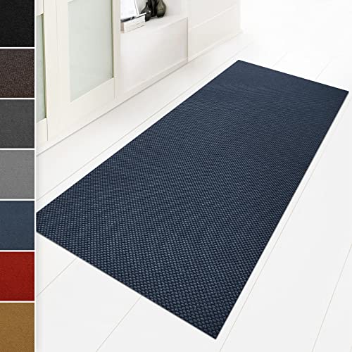 Floordirekt Schmutzfangmatte 80 x 200 cm Blau, ideal auch als Schmutzfangteppich nach Maß, Teppich Flur Läufer, Küchenteppich - waschbar rutschfest, S