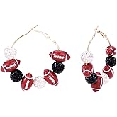 LKingel Football Earrings for Women Game Day Earrings Rugby Rhinestone Hoop Earring Football Earring Mom Sport Lover Jewelry Football GameDay Accessories for Women