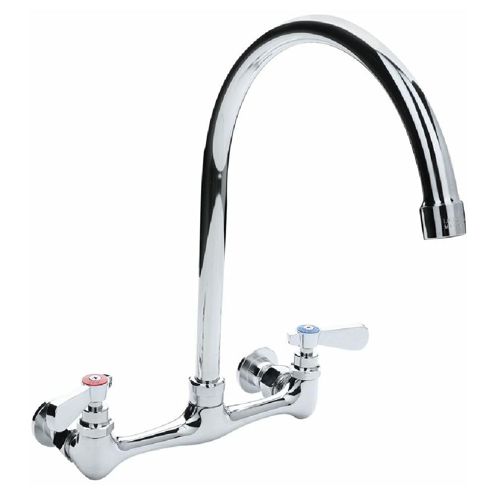 Photo 1 of ****MISSING HARDWARE***Empura 8" Gooseneck Swivel 8" Centers Wall-Mounted Faucet | Commercial Bar Fixture Replacement with Lever Handle for Restaurant Kitchen Garage Laundry | 12-1/2” Height, Chrome Polished Finish, NSF
