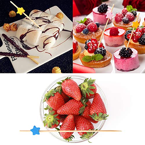 Bamboo Cocktail Picks 4.7 Inch, Handmade Party Toothpicks - Decorative Skewers for Appetizer, Drink, Fruit, Sandwich of Food Drinks Décor Disposable (Color Stars Shape, 100 Counts) - Thumbnail 7