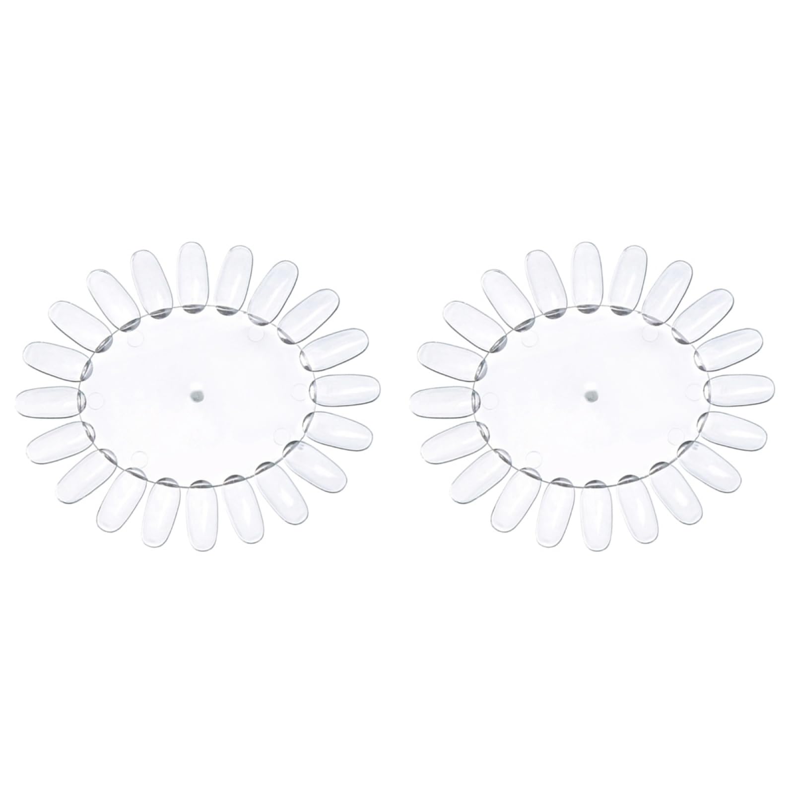 Healvian Transparent Sunflower Shaped Nail Polish Display Wheel with 20 Clear False Nail Tips 4.92 Inch Diameter for Art Practice and Colour in Salon and Home