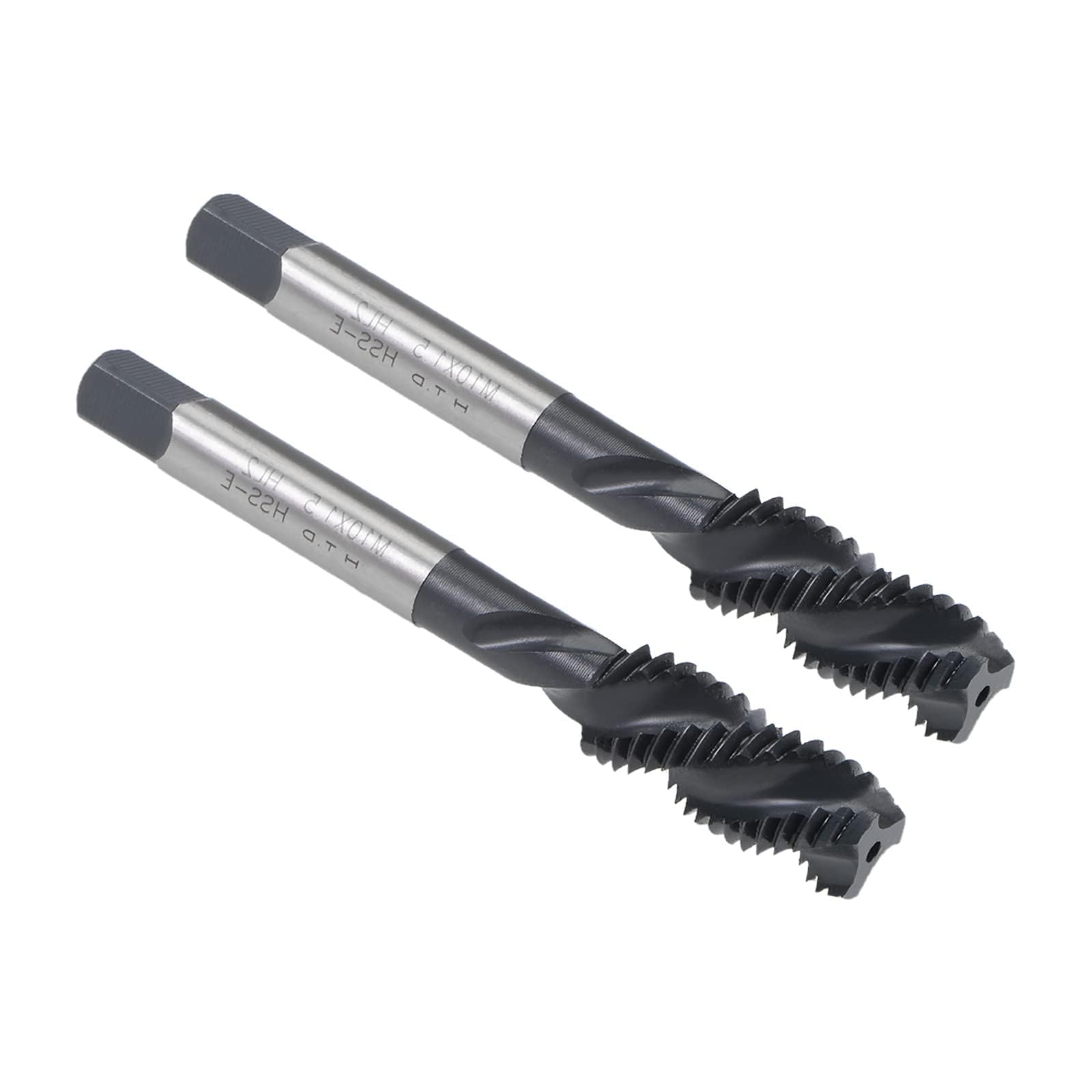 MACHSWON Spiral Flute Thread Tap M10 x 1.5mm, for Processing Blind Holes and Sticky Materials, H2 Tolerance, HSS Nitriding Coated, Metric Machine Threading Tap Screw Thread Tapping Tool, 2pcs