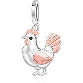 Chicken Charms for Jewelry Making - 925 Sterling Silver Cute Animal Rooster Bead Charm for Women Men Chicken Lovers