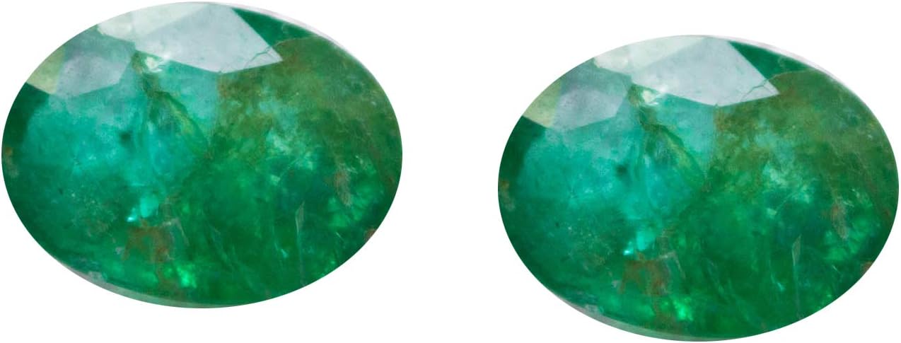 Green Natural Zambian Emerald Gemstone Pair | 8 x 6 mm Oval Faceted Loose Cut Stone|2.05 Carat |Jewelry making|Certified Gem| Ring Size Gemstone | AAA Quality|Loose 2 Piece For Earrings