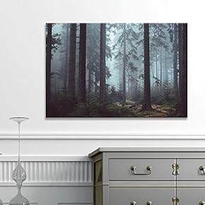 Canvas Wall Art - Pine Forest in The Mist - Giclee Print Gallery Wrap Modern Home Art Ready to Hang - 12x18 inches