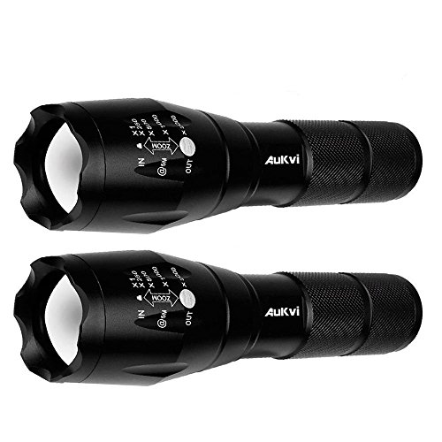 Aukvi LED FLASHLIGHT - High Lumen, Zoomable, 5 Modes, Water Resistant, Handheld Light - Best Camping, Outdoor, Emergency, Everyday Flashlights