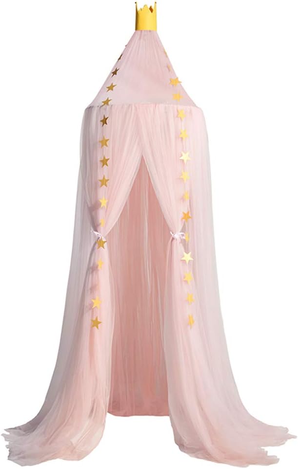 AboqueenMosquito Net Bed Canopy HIFUAR Dome Prince & Princess Play Tent & Gaming House for Boys, Girls, Babies & Toddlers with Kids Room Decoration & Bug Protection (Pink)