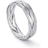 SHIBIDEBAOHUA Braided 925 Sterling Silver Band Ring for Men & Women, Couple's Statement Ring, 5mm Wide, Size 5 to 12