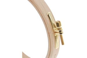 Nurge Premium Quality 16 mm Wood Embroidery Hoop, Cross Stitch Hoop with Gold Plated Adjustable Brass Screw (No:5) (220mm = 8.66" ~ Approx 8" (0.6" Thickness))
