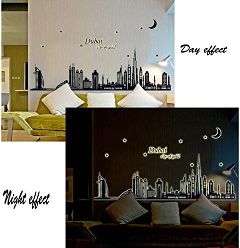 Luminous Dubai Silhouette Wall Decal Fluorescent Wall Sticker Living Room Decor (Dubai)