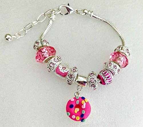 Colorful Donut Charm Bead Spacers Snake Chain European Adjustable Bracelet