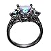 Junxin Jewelry 2016 New Mysterious Rainbow Topaz Ring,14KT Black Gold Wedding Rings