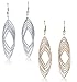 Gold and Luster Women Jewelry Drop Dangle Earrings Set Diamond Cut Silver And Gold Plated 2 Pairs (Medium Dangle 2.9