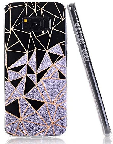 Galaxy S8 Case for girls, Walago [Creative Design Design] Flexible Sheen Soft Silicone TPU cover with Glossy Pattern for Samsung Galaxy S8 5.8" (2017)[Geometric Composition](Silvery)