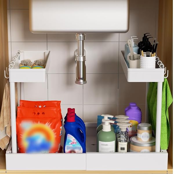 FOXHIVE EXPANDABLE PULL OUT CABINET ORGANIZER – ADJUSTABLE...