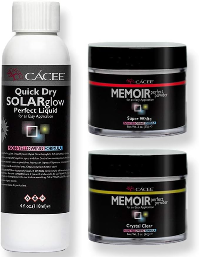 Fast Setting Acrylic Nail Kit, Quick Dry Solar Glow, Includes Acrylic Liquid And Powder, Professional Monomer and Polymer, No MMA, Low Odor (Clear & White)