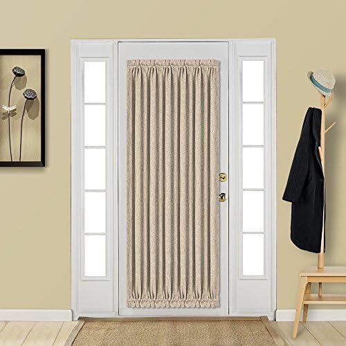 Best Dreamcity Faux Linen Blackout Curtains for French Door, Rod Pocket, Insulated, Room Darkening, Bonus Tieback, Single Panel, W52" by L72", Beige
