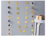YARBAR Gold Color 7cm Star Garland (13 Feet Long) Wedding Birthday Party