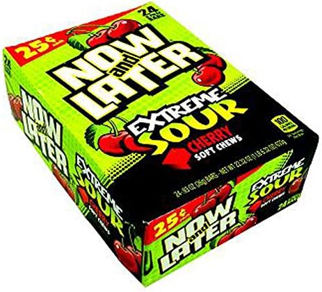 Now&Later Changemakers Bars Xtreme Sour Cherry - 25C, 24 Count (SUGAR CANDY - SMALL SIZE)