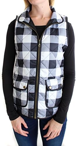 ETWO Black White Quilted Plaid Vest