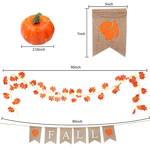 Xiaz Fall Banner With 7 6 Feet Fake Fall Maple Leaf Garland And