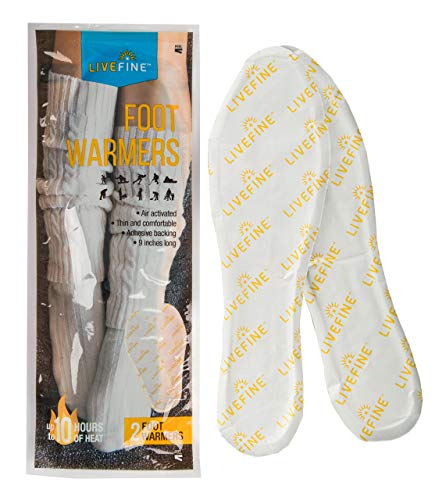 LiveFine Adhesive Foot Warmers â€“ 9 Inches - Long-Lasting Air Activated â€“ Up to 10 Hours of Warmth for Outdoor Construction, Winter Sports, Football Tailgating & More â€“ 20 Pairs (Certified Refurbished)